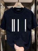 Baskılı Oversize Bisiklet Yaka T-shirt - Siyah resmi